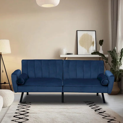 Velvet Loveseat Sleeper Sofa Convertible Futon Couch with USB, Loveseat Coach for Dorm, Apartment, Bonus Room - 2-Person