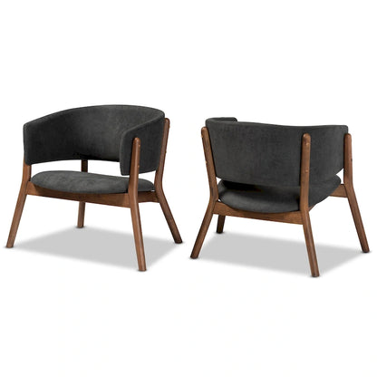 Baron Mid-Century Modern 2-Piece Living Room Accent Chair Set