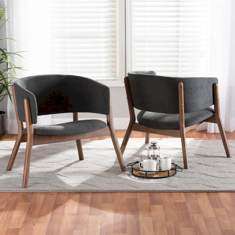 Baron Mid-Century Modern 2-Piece Living Room Accent Chair Set