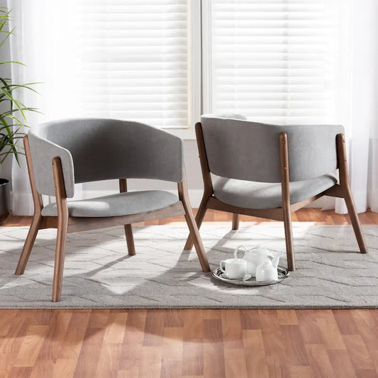 Baron Mid-Century Modern 2-Piece Living Room Accent Chair Set