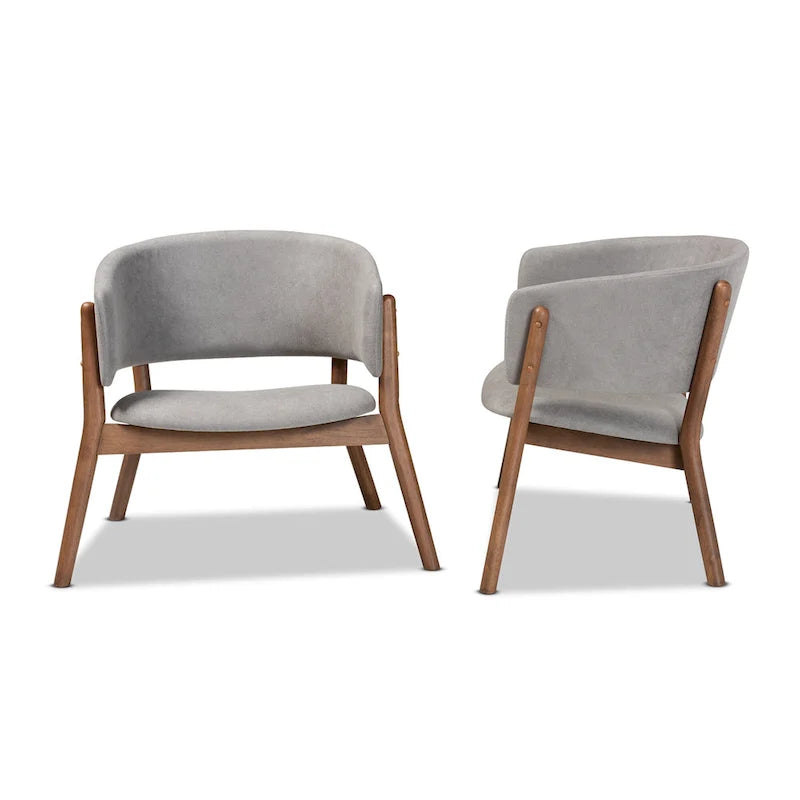 Baron Mid-Century Modern 2-Piece Living Room Accent Chair Set