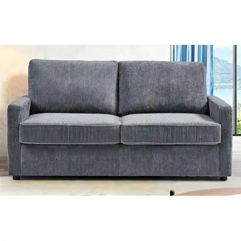Manchester Corduroy 70 inch Square Arms Sleeper Sofa with Mattress