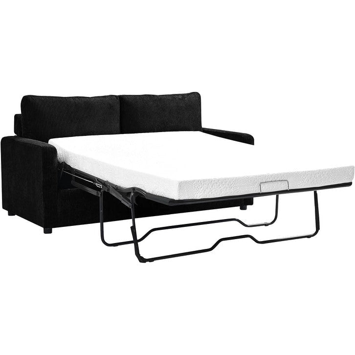 Manchester Corduroy 70 inch Square Arms Sleeper Sofa with Mattress