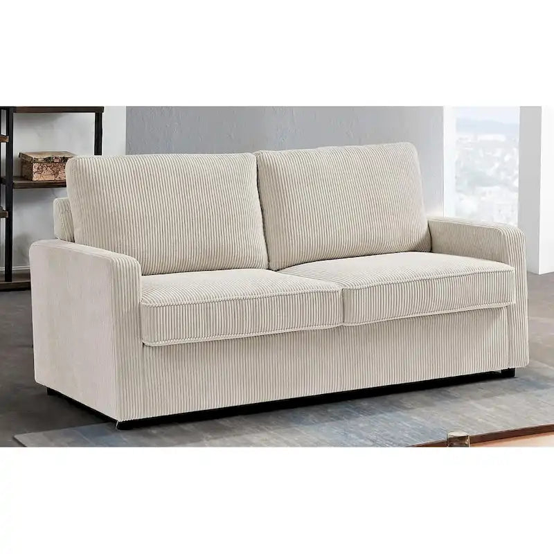 Manchester Corduroy 70 inch Square Arms Sleeper Sofa with Mattress