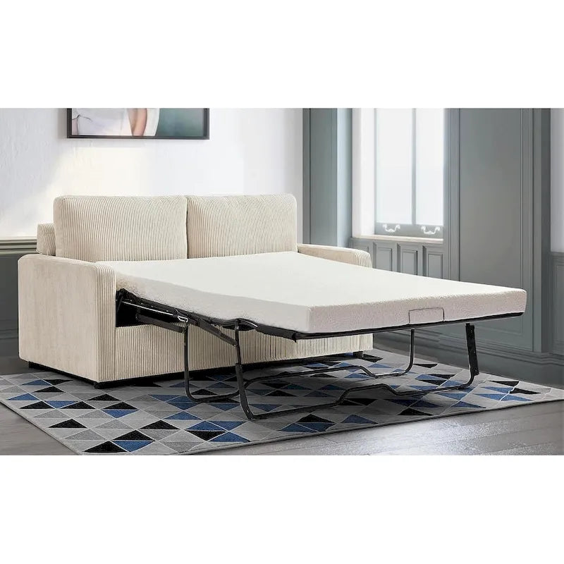 Manchester Corduroy 70 inch Square Arms Sleeper Sofa with Mattress