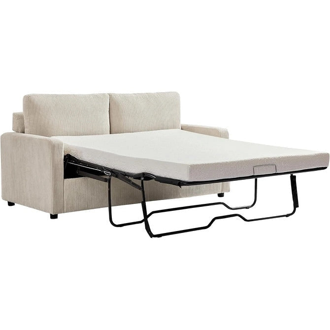 Manchester Corduroy 70 inch Square Arms Sleeper Sofa with Mattress