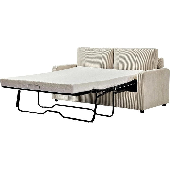 Manchester Corduroy 70 inch Square Arms Sleeper Sofa with Mattress