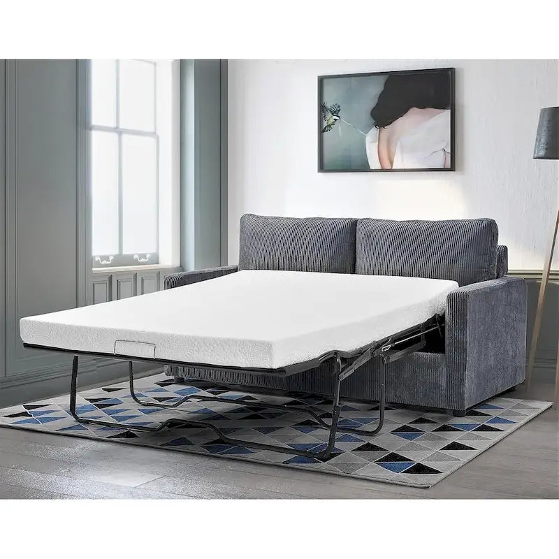 Manchester Corduroy 70 inch Square Arms Sleeper Sofa with Mattress