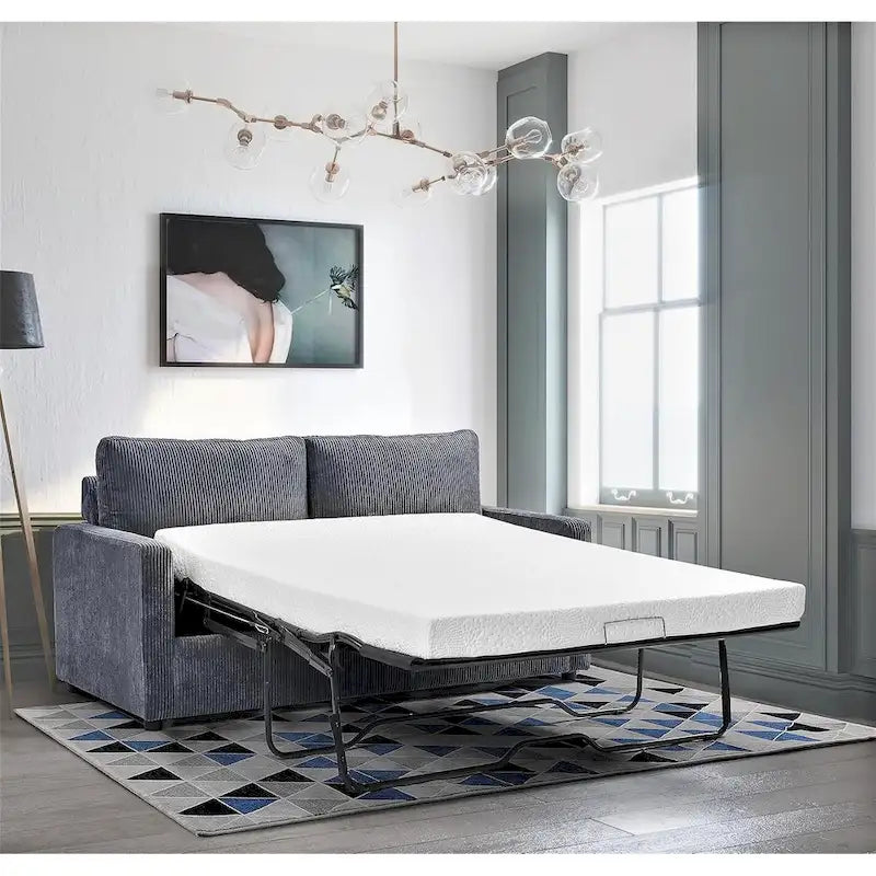 Manchester Corduroy 70 inch Square Arms Sleeper Sofa with Mattress