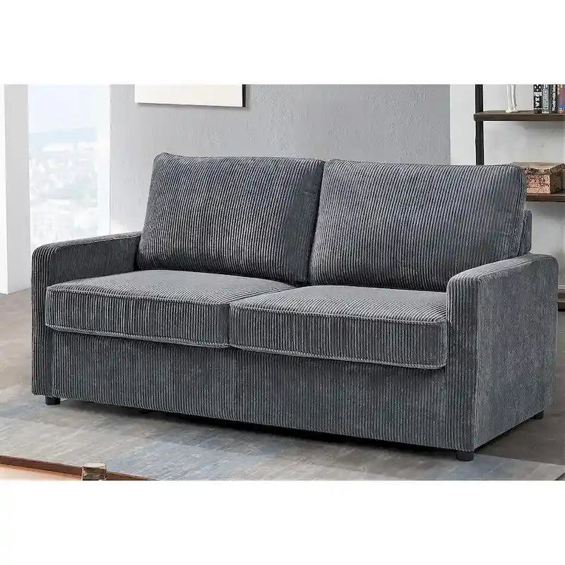 Manchester Corduroy 70 inch Square Arms Sleeper Sofa with Mattress
