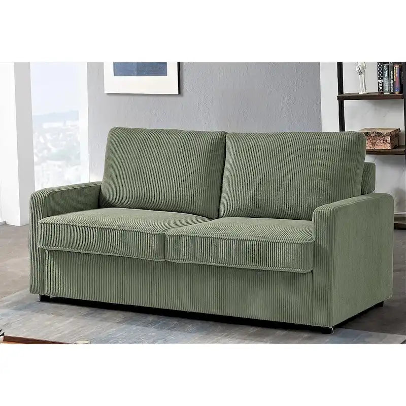 Manchester Corduroy 70 inch Square Arms Sleeper Sofa with Mattress