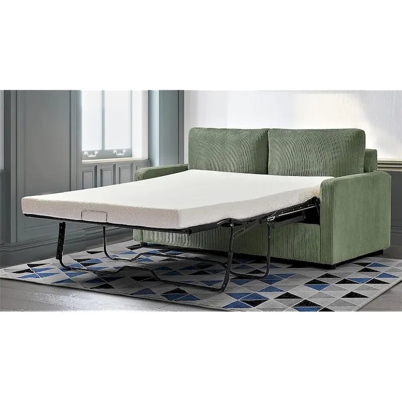Manchester Corduroy 70 inch Square Arms Sleeper Sofa with Mattress