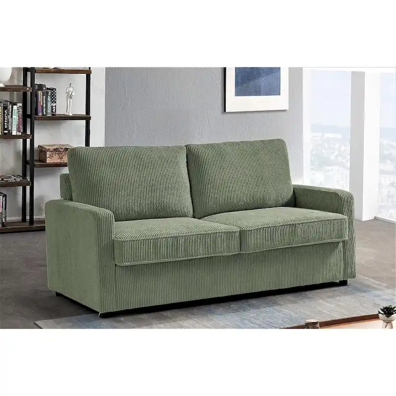 Manchester Corduroy 70 inch Square Arms Sleeper Sofa with Mattress