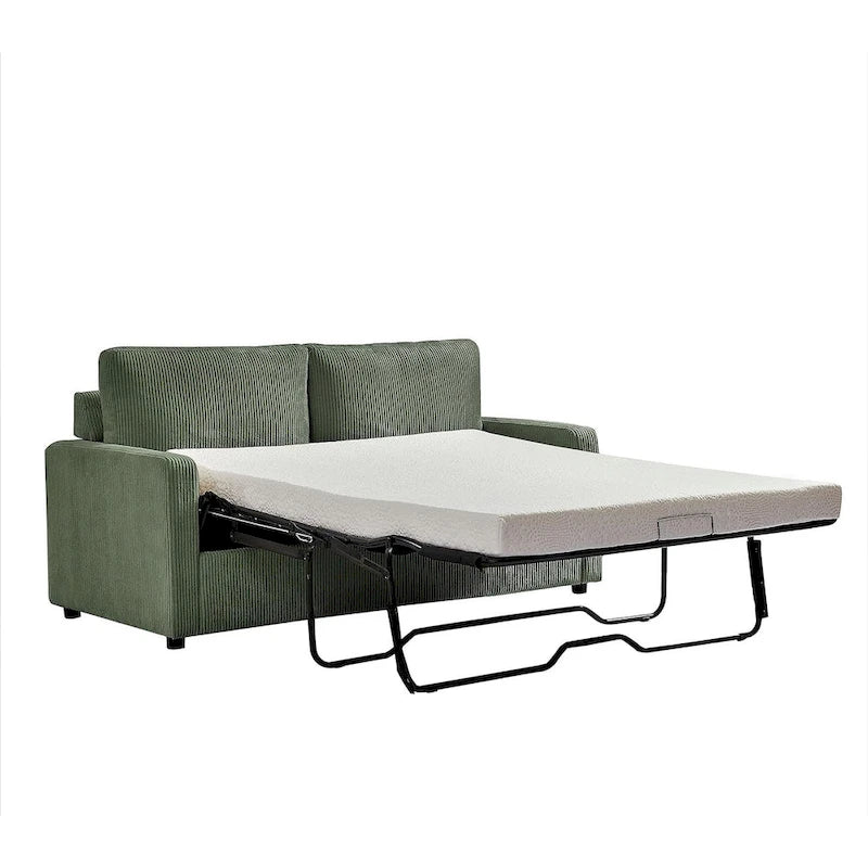 Manchester Corduroy 70 inch Square Arms Sleeper Sofa with Mattress