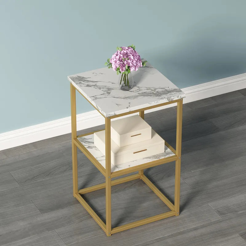 Myhozm 3-piece Round Coffee and Side Table Set with Open Shelves