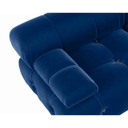 Blue Velvet Upholstered Sectional Sofa