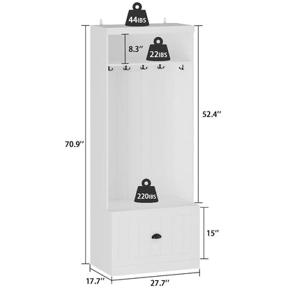 Combo Entryway Hall Trees Storage Bench Closet Organizer Clothes Rack