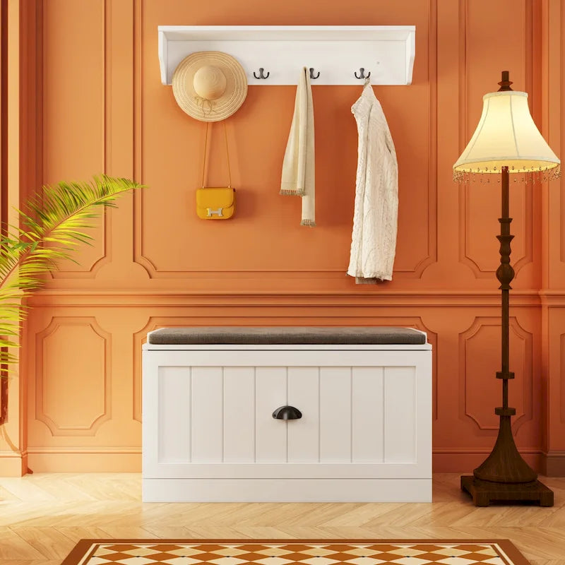 Combo Entryway Hall Trees Storage Bench Closet Organizer Clothes Rack