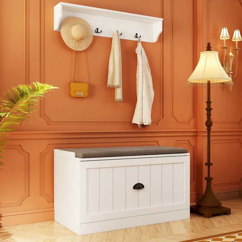 Combo Entryway Hall Trees Storage Bench Closet Organizer Clothes Rack