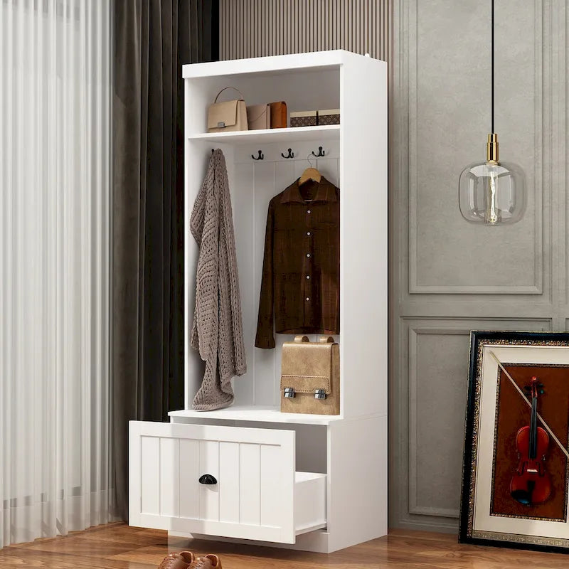 Combo Entryway Hall Trees Storage Bench Closet Organizer Clothes Rack