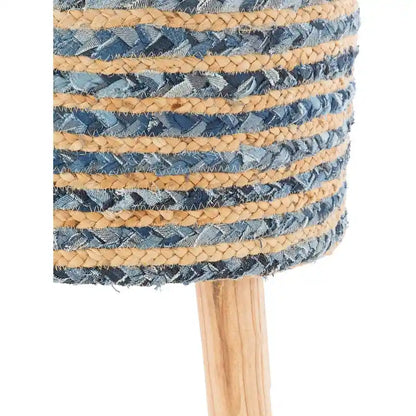 Livabliss Baeley Hand Crafted Bohemian Jute and Wood Foot Stool