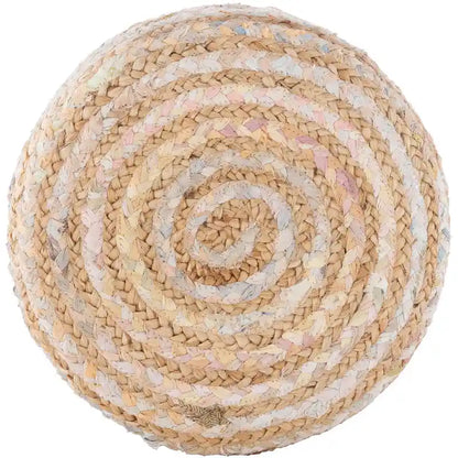 Livabliss Baeley Hand Crafted Bohemian Jute and Wood Foot Stool