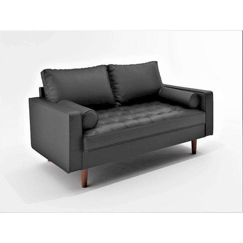 US Pride Lopez Faux Leather Mid-century Modern Loveseat
