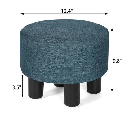 Adeco Round Ottoman Fabric Footrest Modern Padded Chair Footstool
