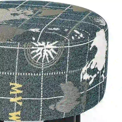 Adeco Round Ottoman Fabric Footrest Modern Padded Chair Footstool