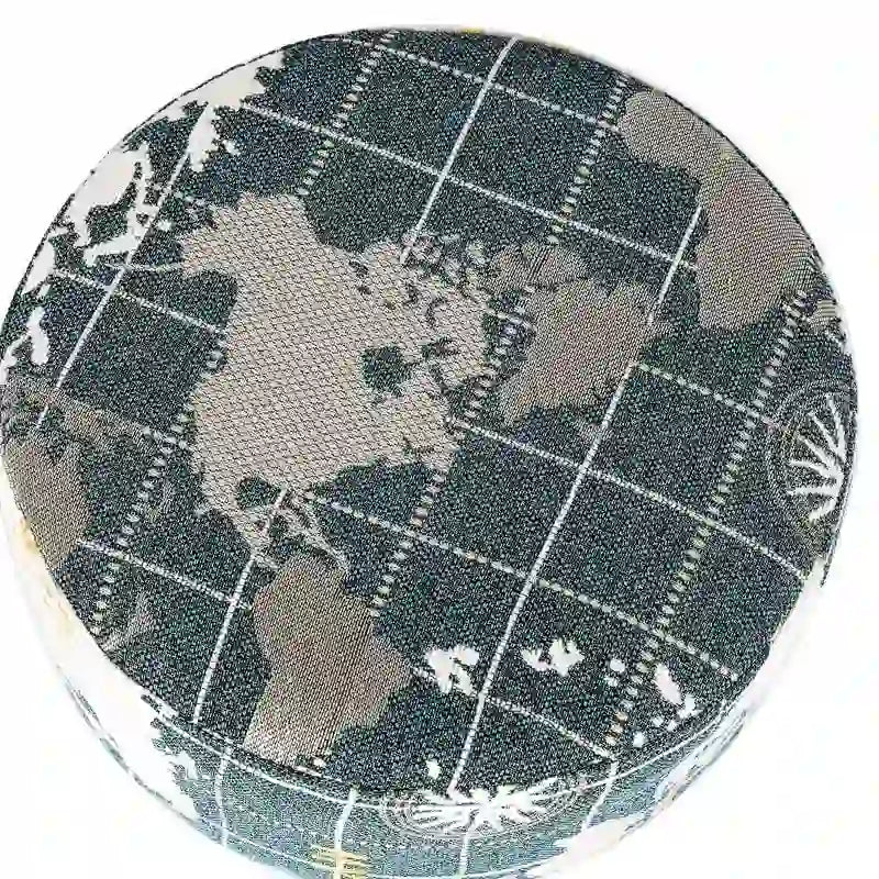 Adeco Round Ottoman Fabric Footrest Modern Padded Chair Footstool