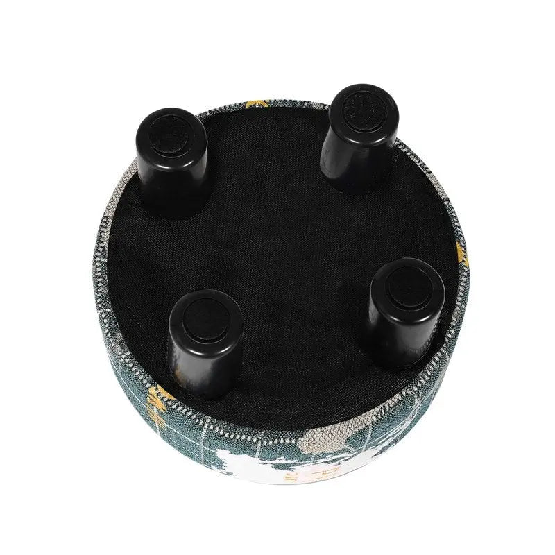 Adeco Round Ottoman Fabric Footrest Modern Padded Chair Footstool