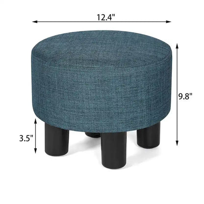 Adeco Round Ottoman Fabric Footrest Modern Padded Chair Footstool