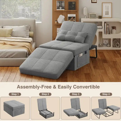 4 in 1 Convertible Sofa Bed Sleeper Sofa Chair Couch Bed, Lounger Adjustable Folding Ottoman Backrest for Living Room, Bedroom