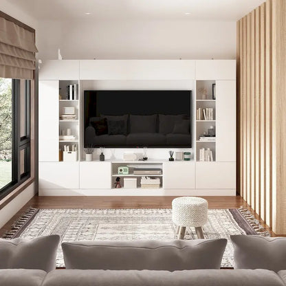 Bookshelf Entertainment Center Storage & Ambient Lighting White/Black