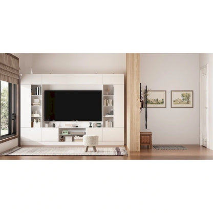 Bookshelf Entertainment Center Storage & Ambient Lighting White/Black