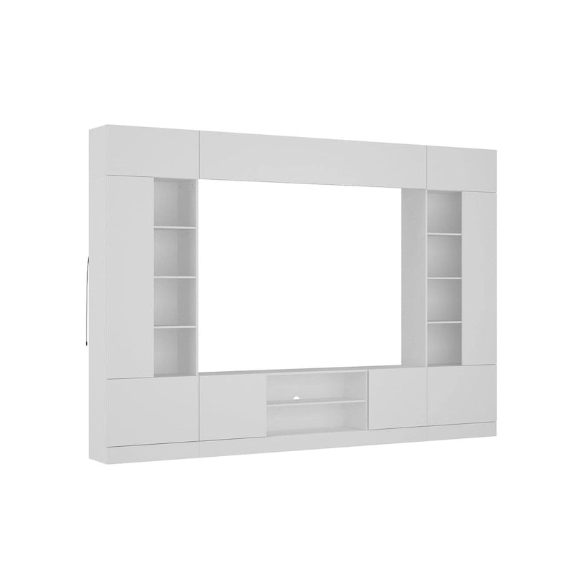 Bookshelf Entertainment Center Storage & Ambient Lighting White/Black