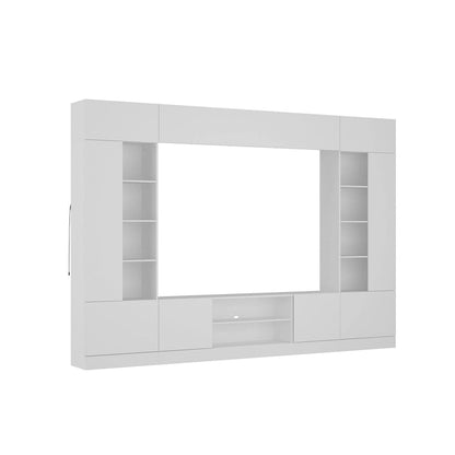 Bookshelf Entertainment Center Storage & Ambient Lighting White/Black