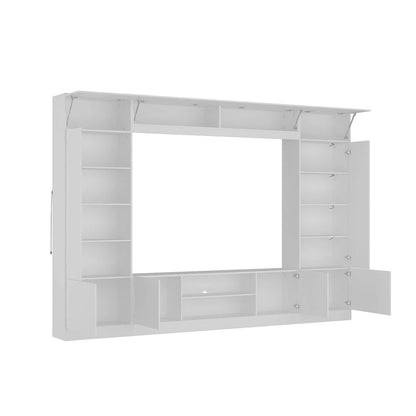 Bookshelf Entertainment Center Storage & Ambient Lighting White/Black