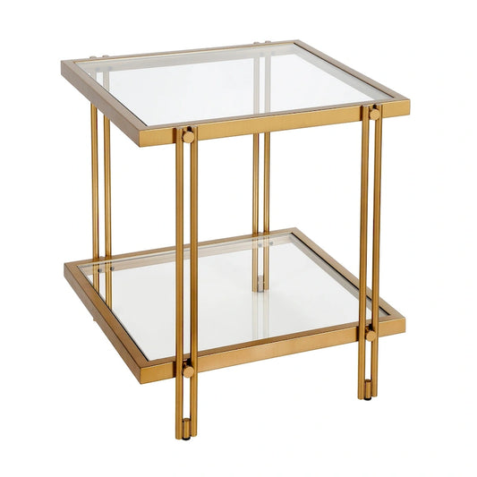 Inez Modern Metal and Glass Side Table