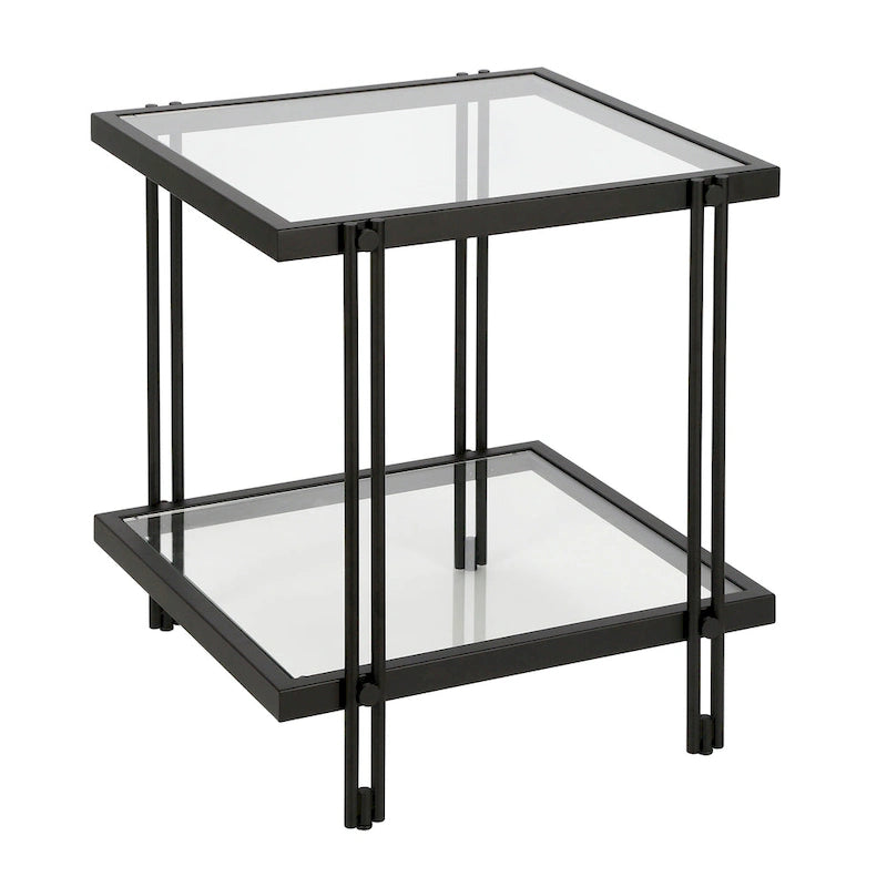 Inez Modern Metal and Glass Side Table