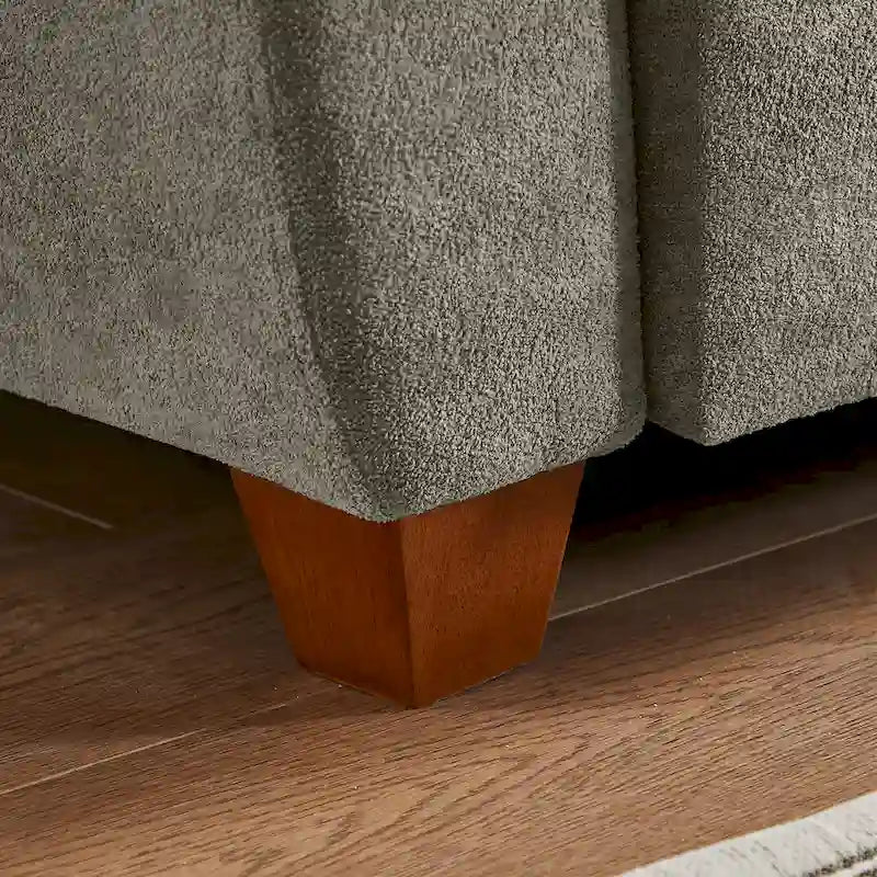 109 Modern 4 Seaters Towelling Sectional Sofa with Hidden Coffee Table Adjustable Headrest and Large Storage Space