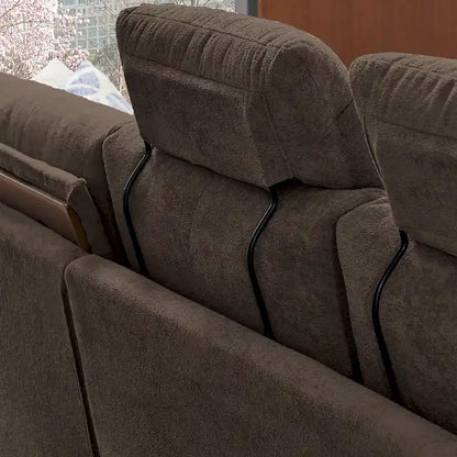 109 Modern 4 Seaters Towelling Sectional Sofa with Hidden Coffee Table Adjustable Headrest and Large Storage Space