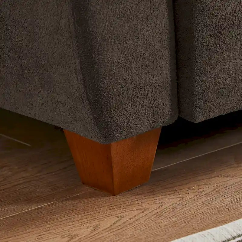 109 Modern 4 Seaters Towelling Sectional Sofa with Hidden Coffee Table Adjustable Headrest and Large Storage Space