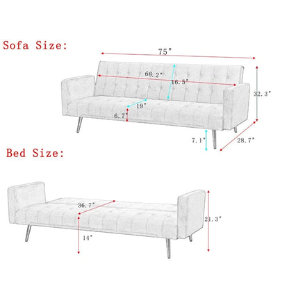 75 Wide Tufted Velvet Convertible Sleeper sofa