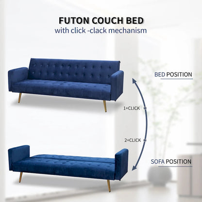 75 Wide Tufted Velvet Convertible Sleeper sofa