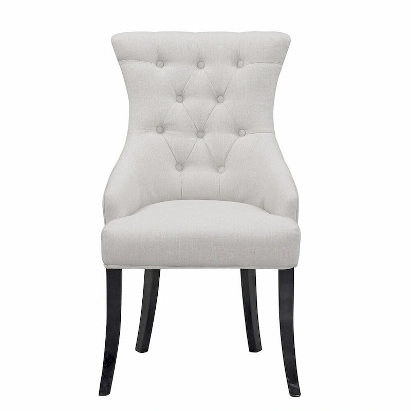 Set of 2 Alei Beige Fabric Dining Chair Wing Chair with Tufted Buttons