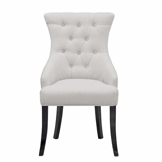 Set of 2 Alei Beige Fabric Dining Chair Wing Chair with Tufted Buttons