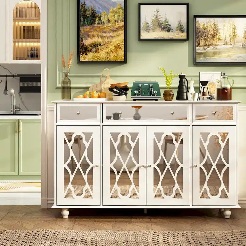 55W Mirrored Credenza Sideboards Buffets Cabinet Bookcase Living Room