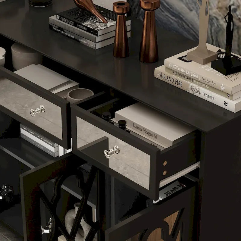 55W Mirrored Credenza Sideboards Buffets Cabinet Bookcase Living Room