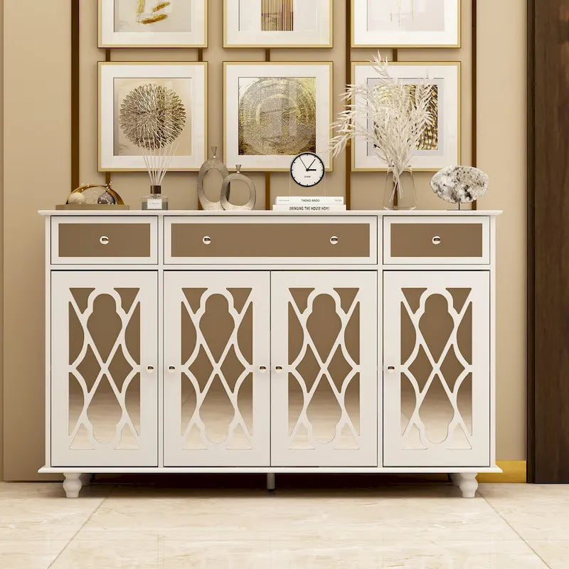 55W Mirrored Credenza Sideboards Buffets Cabinet Bookcase Living Room